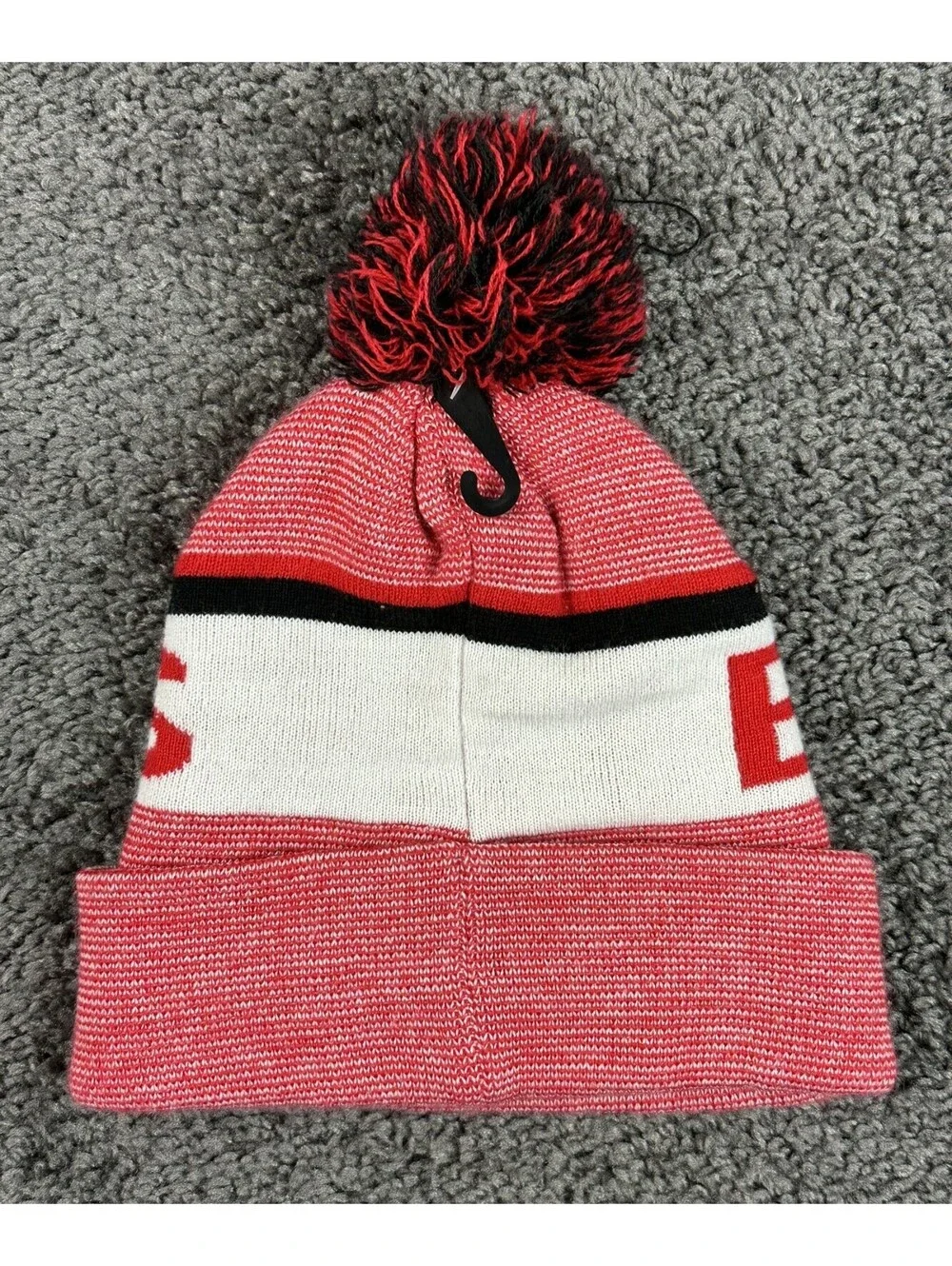Chicago Bulls NBA Cuffed Knit Beanie Pom Knit Hat Red Ultra Game OSFM One Size